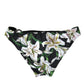 Black Lily Print Swimwear Bottom Beachwear Bikini