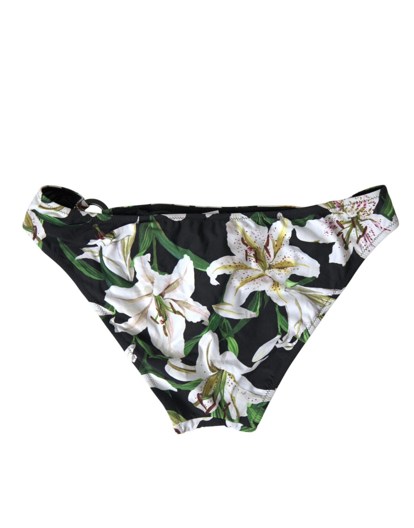 Black Lily Print Swimwear Bottom Beachwear Bikini