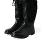 Black Rubber Lace Up Shearling Rain Boots Shoes