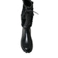 Black Rubber Lace Up Shearling Rain Boots Shoes