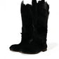 Black Gazelle Fur Mid Calf Winter Boots Shoes