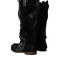 Black Gazelle Fur Mid Calf Winter Boots Shoes