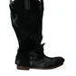 Black Gazelle Fur Mid Calf Winter Boots Shoes