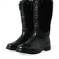 Black Chioggia Rubber Suede Rain Boots Shoes