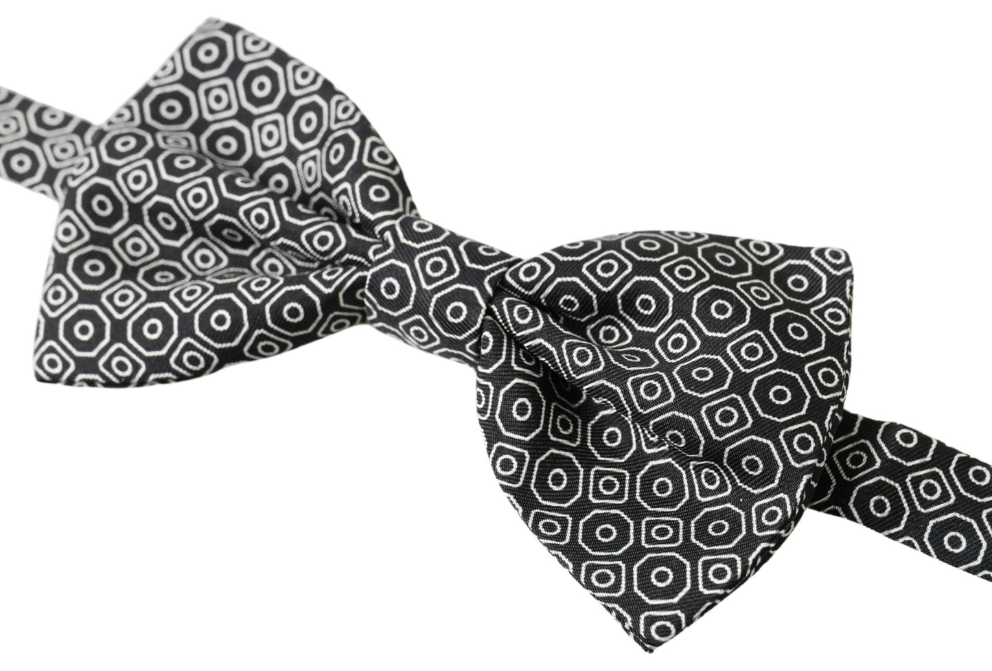 Elegant Black and White Silk Bow Tie