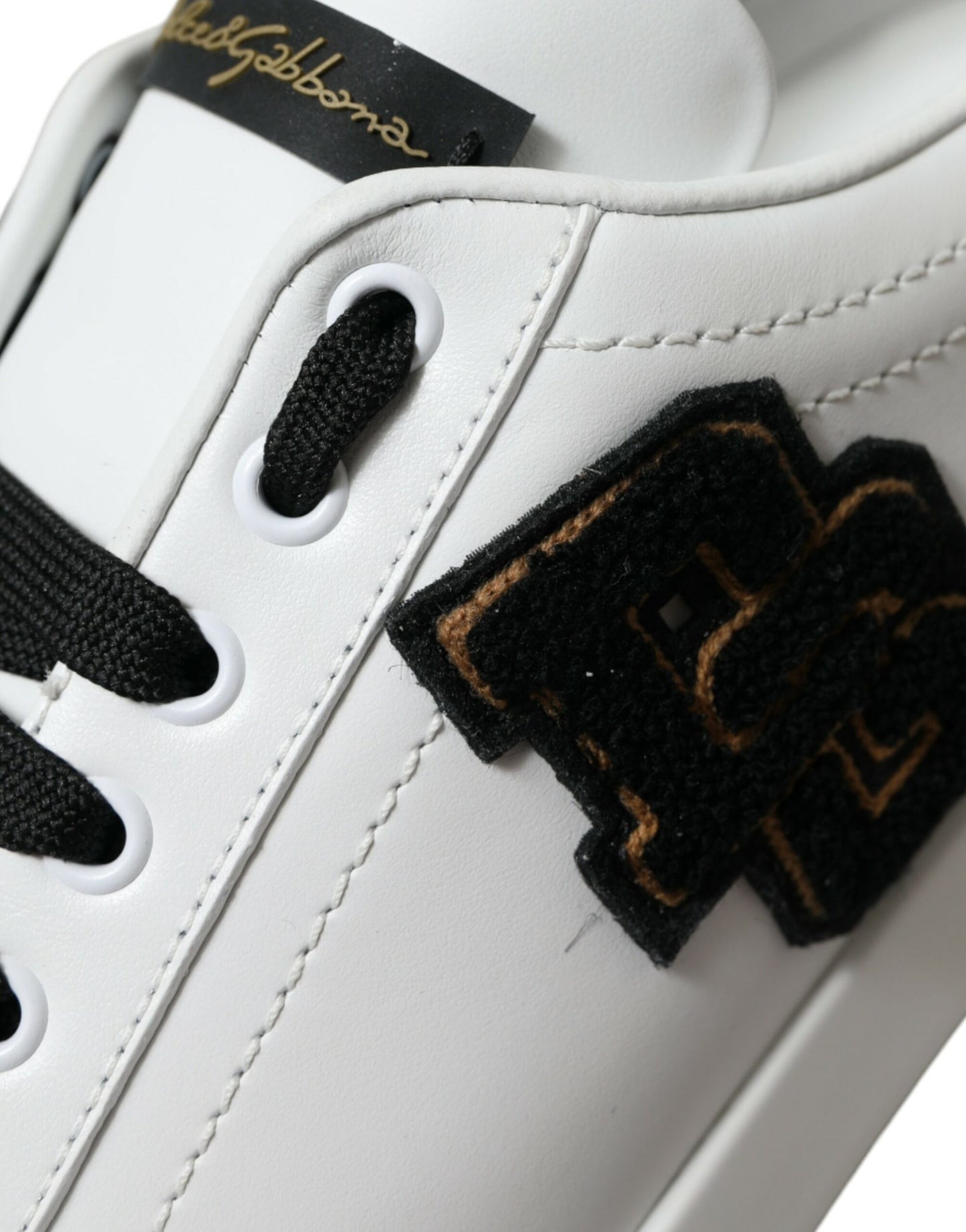 White Black Patch Portofino Sneakers Shoes