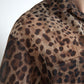 Brown Leopard Print Collared Men Top Shirt