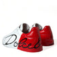 White Red Leather Low Top Sneakers Shoes