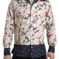 Cotton Polka Dot Lily Print Collared Shirt