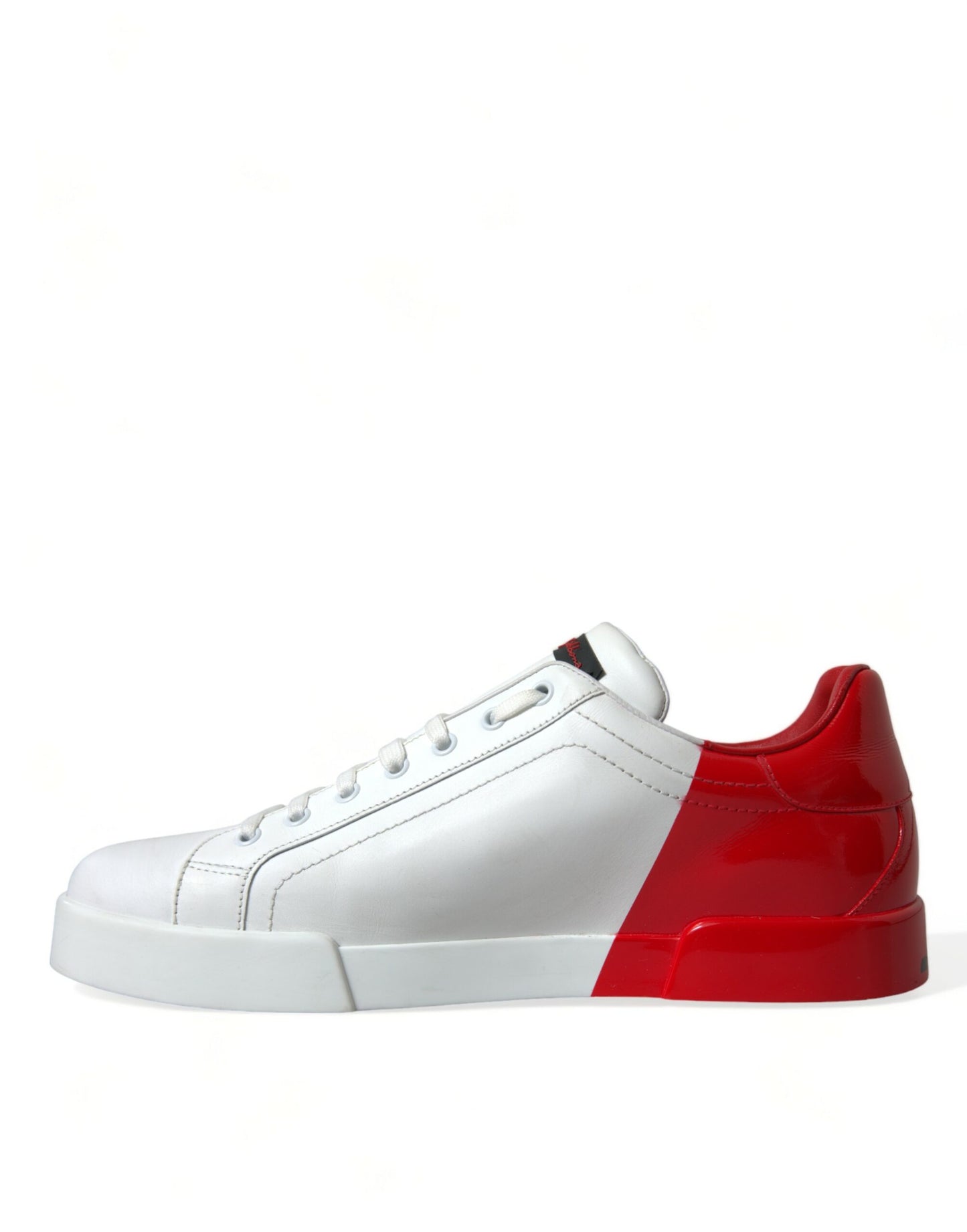 White Red Leather Low Top Sneakers Shoes