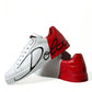 White Red Leather Low Top Sneakers Shoes