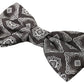 Elegant Silk Tied Bow Tie in Black & White