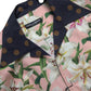 Cotton Polka Dot Lily Print Collared Shirt