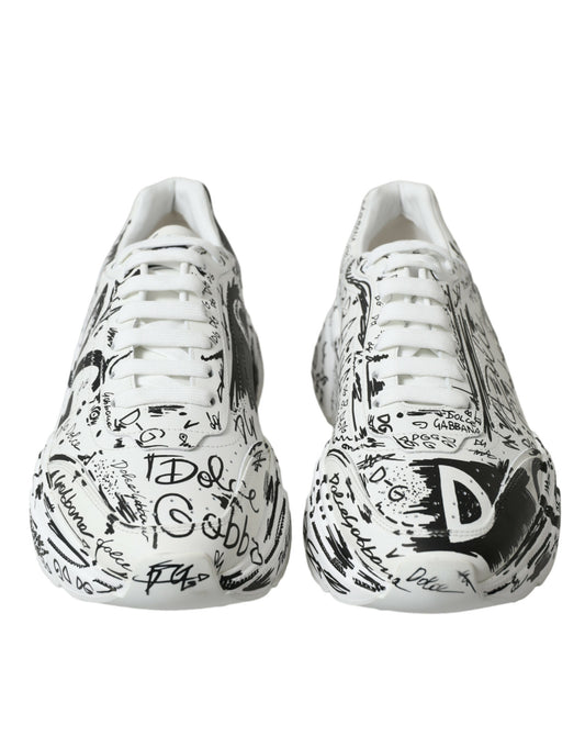 White Graffiti Calfskin Daymaster Sneakers Shoes