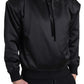 Elegant Black Silk Hooded Sweater