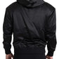 Elegant Black Silk Hooded Sweater