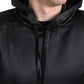 Elegant Black Silk Hooded Sweater