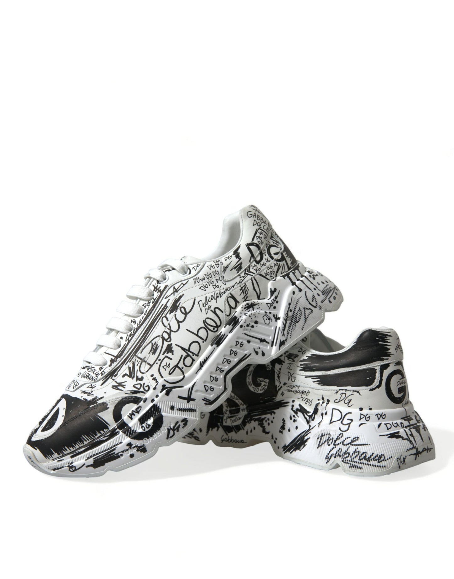 White Graffiti Calfskin Daymaster Sneakers Shoes