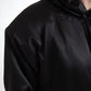 Elegant Black Silk Hooded Sweater