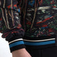 Chic Black Palm Tree Bomber Sweatshirt