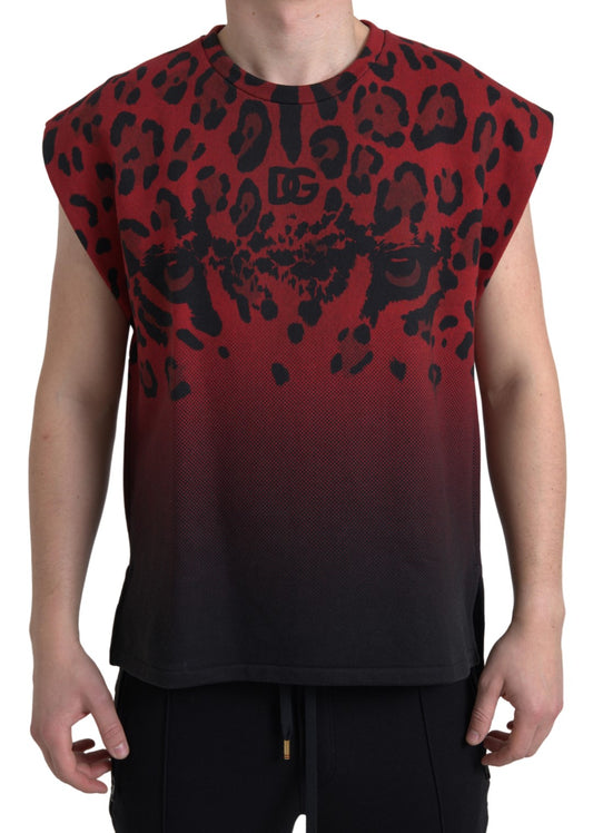 Red Leopard Cotton Sleeveless Tank T-shirt