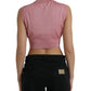 Pink Crew Neck Cropped Sleeveless Tank Top