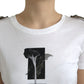 White Black Roses Crewneck Cotton T-shirt