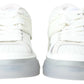Elegant White Leather Low Top Sneakers