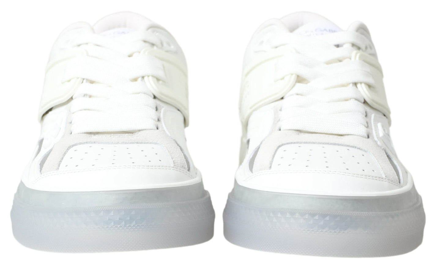 Elegant White Leather Low Top Sneakers