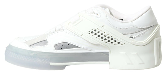 Elegant White Leather Low Top Sneakers