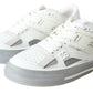 Elegant White Leather Low Top Sneakers