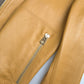 Yellow Leather Full Zip Bomber Men Jacket