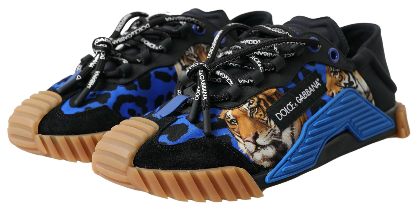 Elegant Black NS1 Sneakers with Tiger Motive