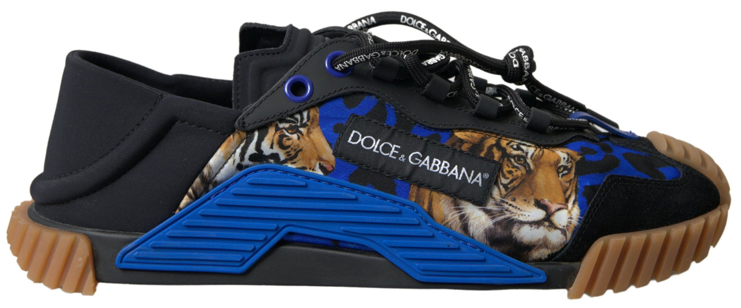 Elegant Black NS1 Sneakers with Tiger Motive