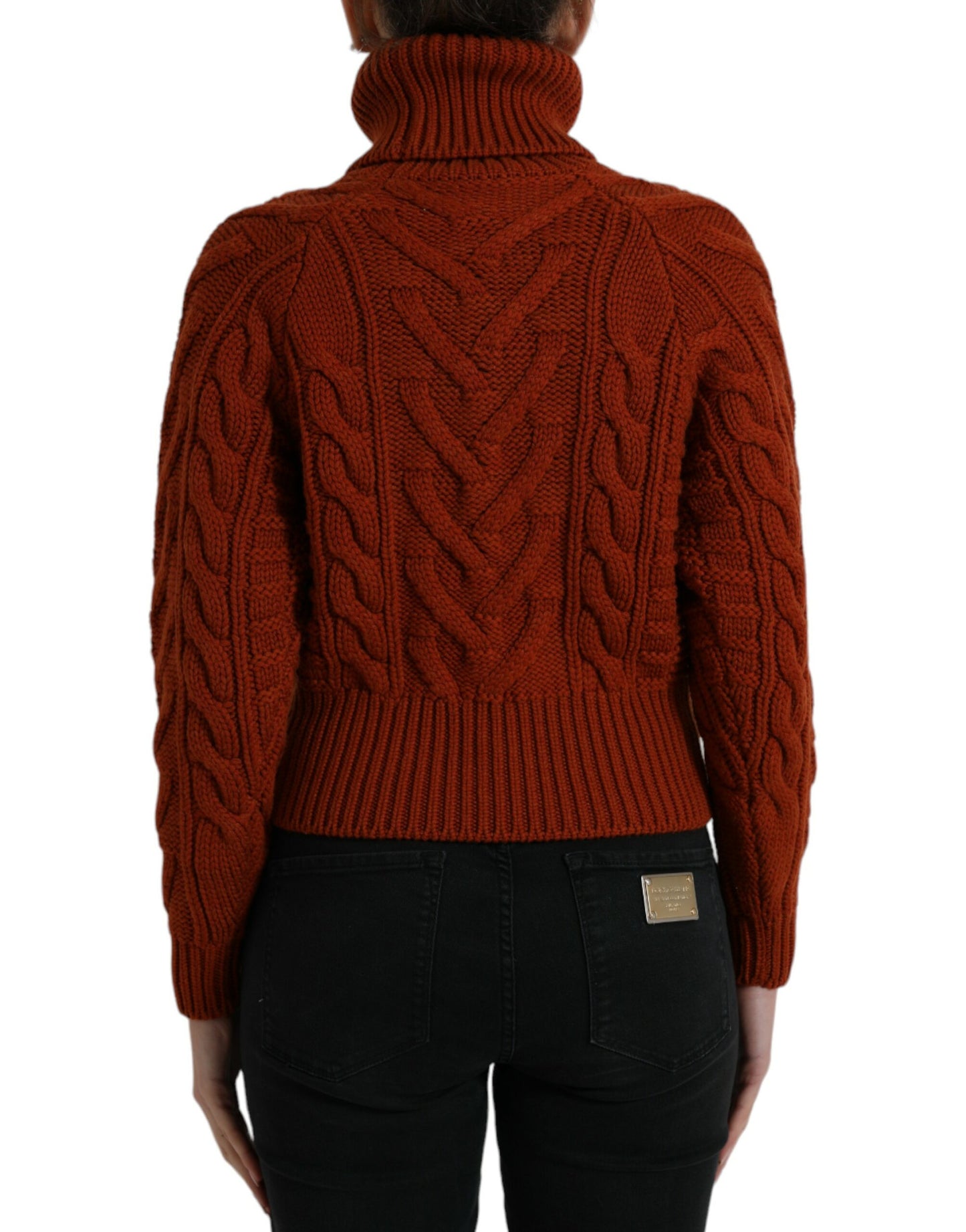 Brown Wool Knit Turtleneck Pullover Sweater