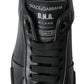 Elegant Black Leather Low Top Sneakers