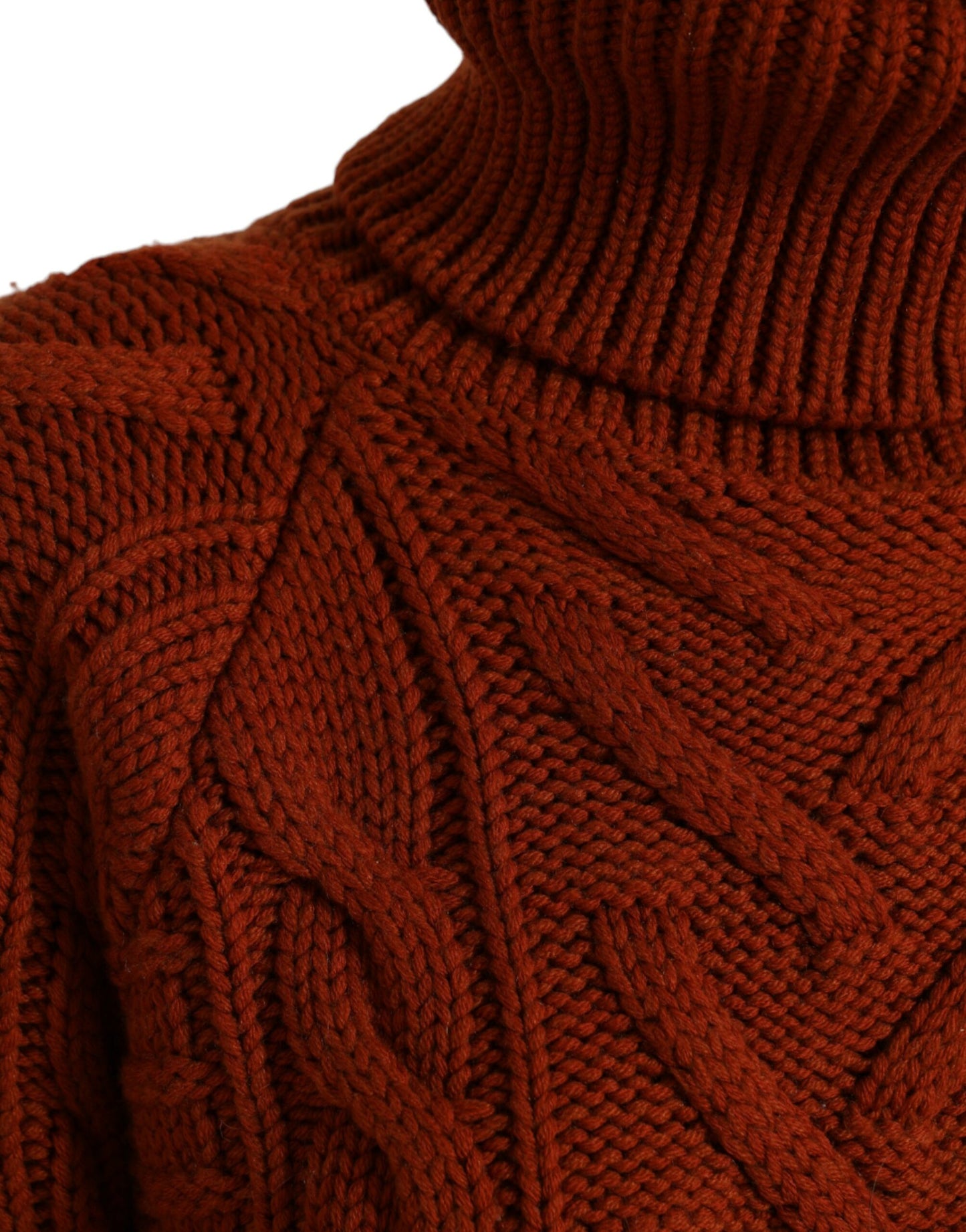 Brown Wool Knit Turtleneck Pullover Sweater