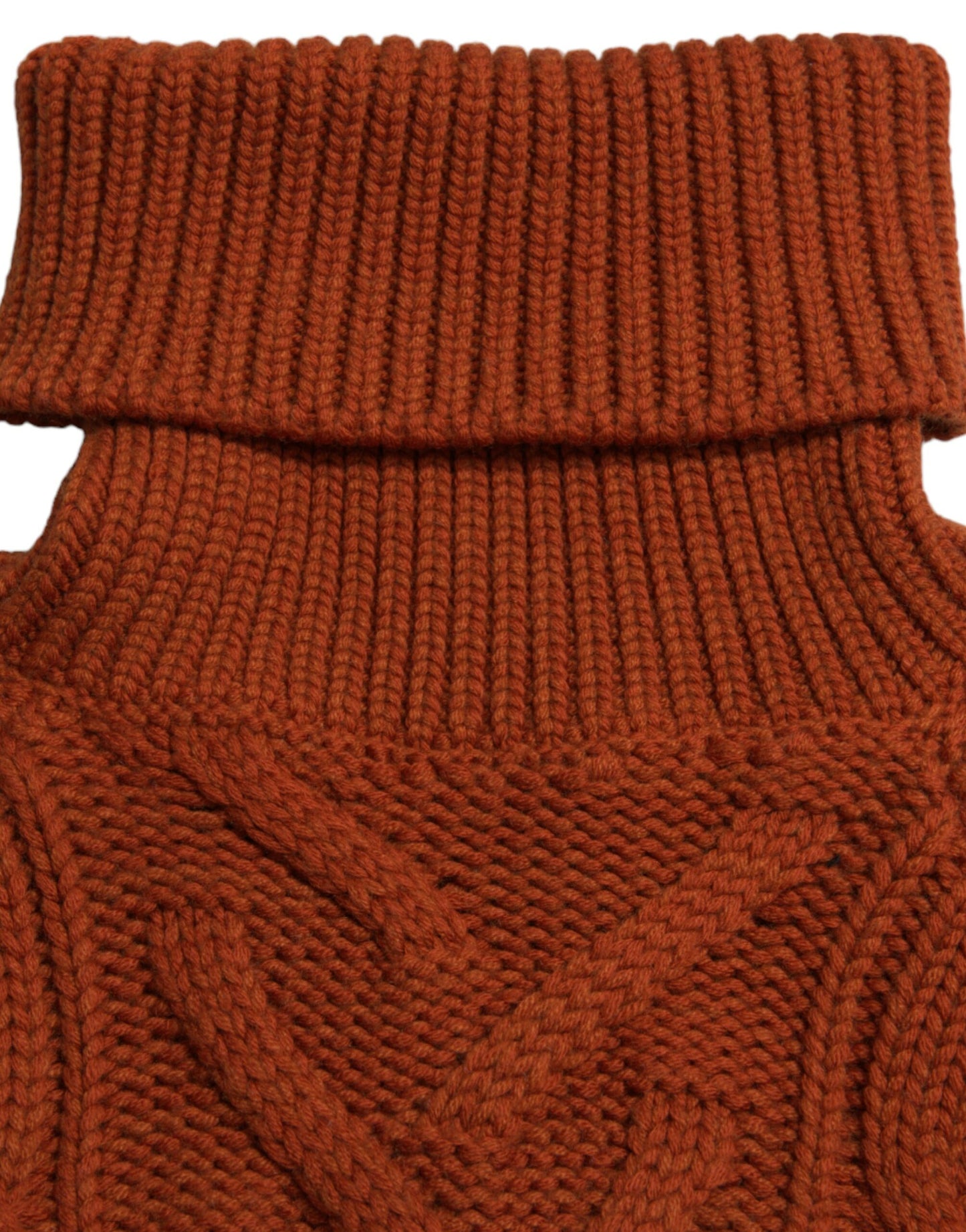 Brown Wool Knit Turtleneck Pullover Sweater