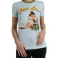 Light Blue Cotton Free Love Crew Neck T-shirt