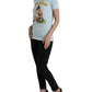 Light Blue Cotton Free Love Crew Neck T-shirt