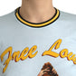 Light Blue Cotton Free Love Crew Neck T-shirt