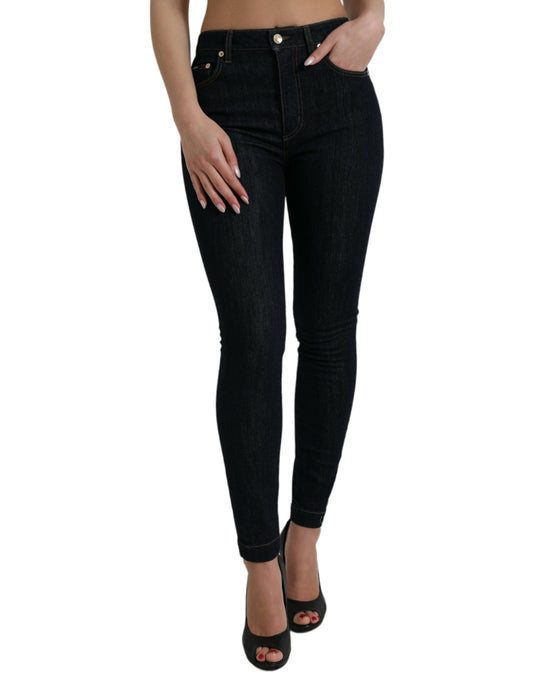 Blue Cotton Stretch Denim Skinny Jeans