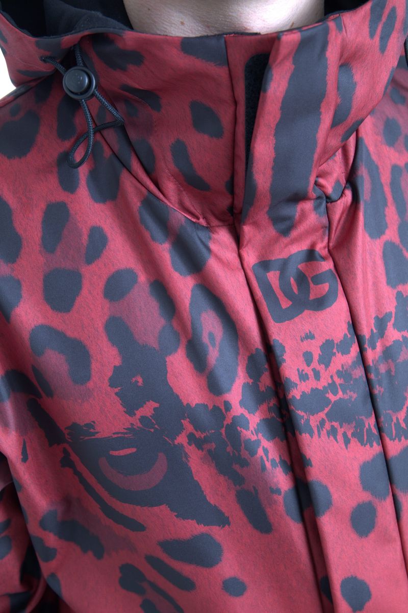 Red Leopard Hooded Rain Coat Jacket