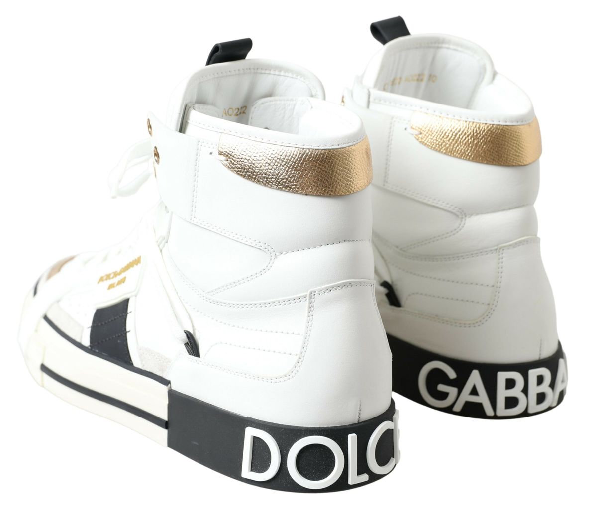 Elegant High Top Sneakers in White and Gold