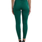 Green Nylon Stretch Slim Leggings Pants