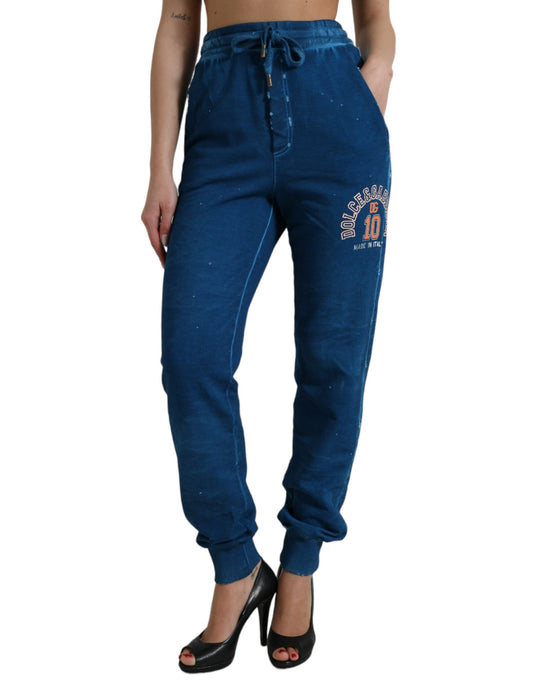 Blue Logo Cotton Jogger Sweatpants Pants