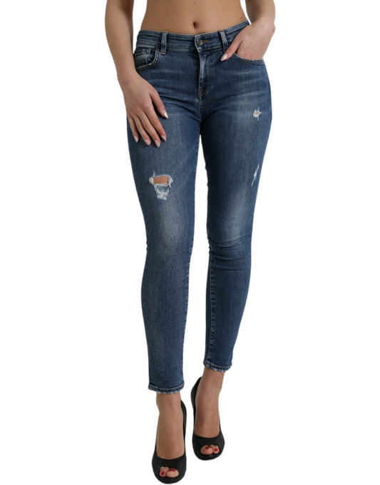 Dark Blue Cotton Stretch Denim Skinny Jeans