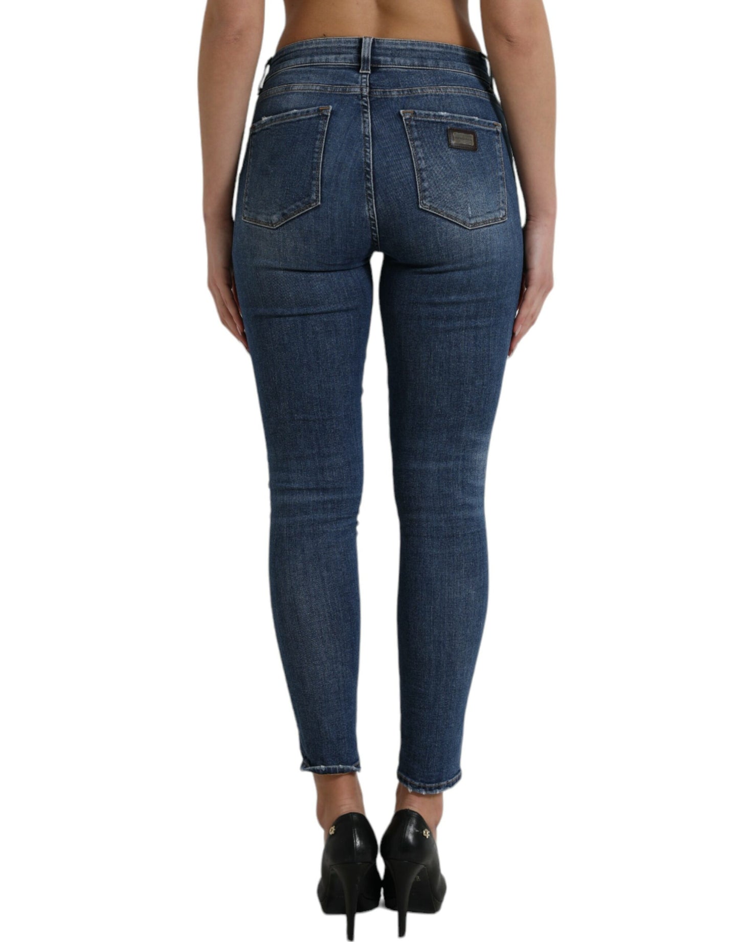 Dark Blue Cotton Stretch Denim Skinny Jeans