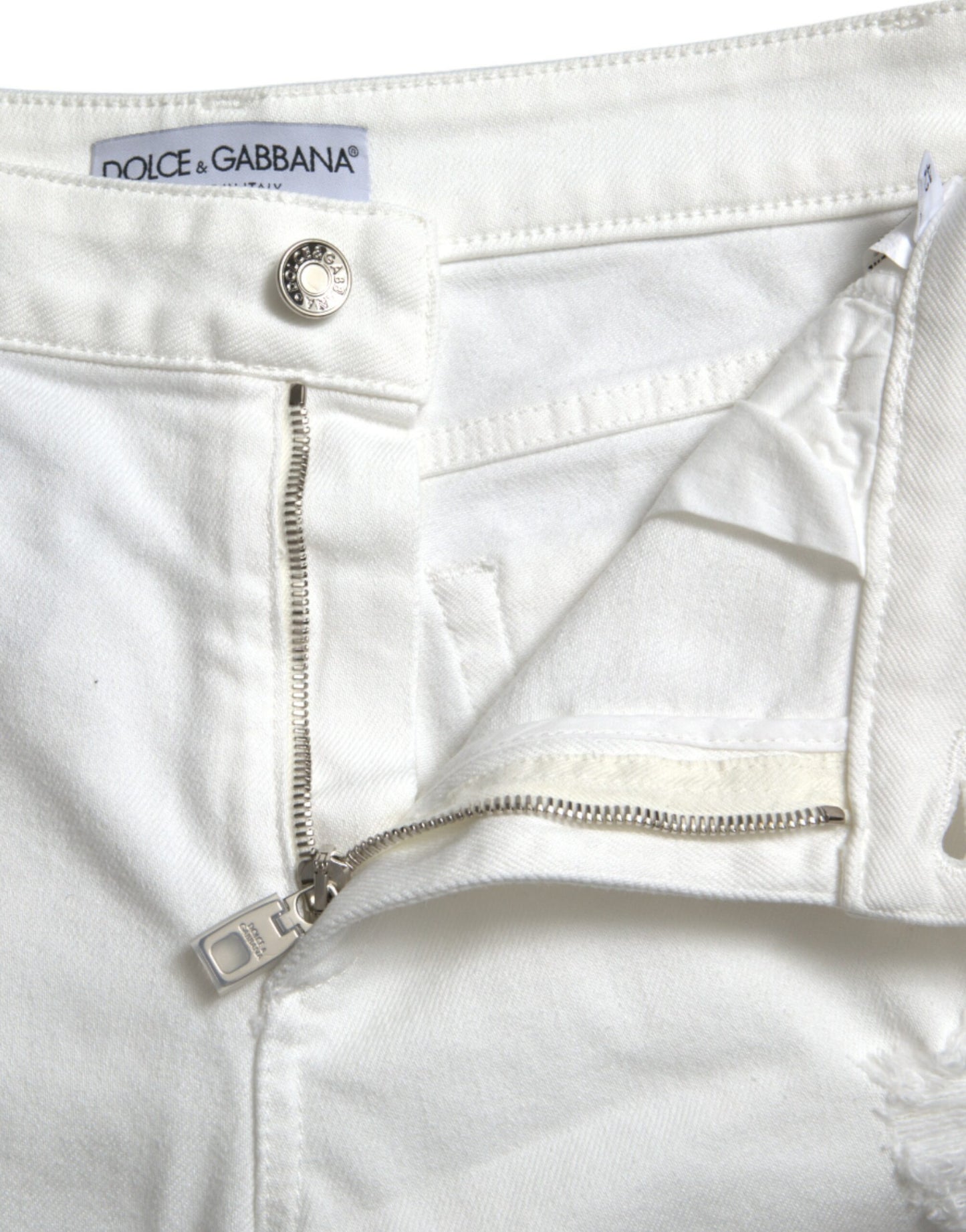 White Cotton Cropped Wide Leg Denim Jeans