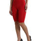 Red Stretch High Waist Cropped Leggings Pants